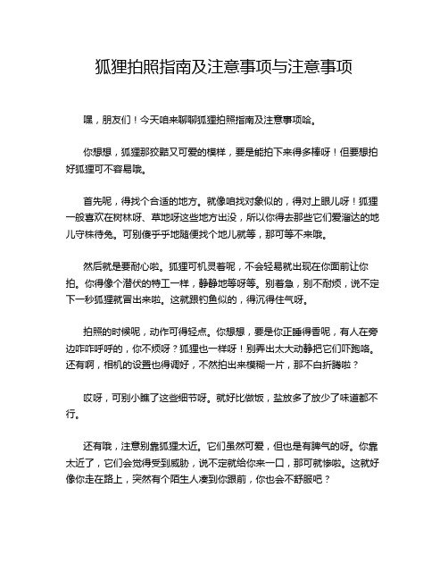 狐狸拍照指南及注意事项与注意事项