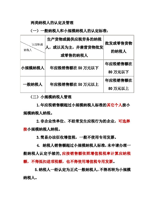 一般纳税人与小规模纳税人的区别