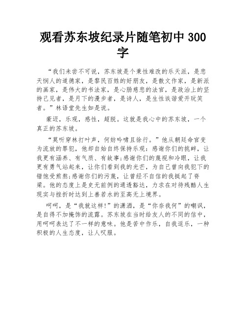 观看苏东坡纪录片随笔初中300字