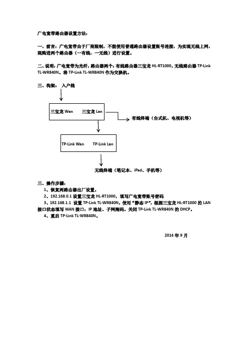 广电宽带路由器设置方法