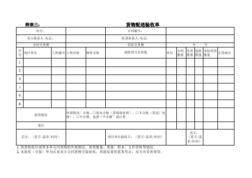 货物配送验收单