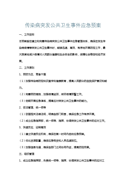 传染病突发公共卫生事件应急预案