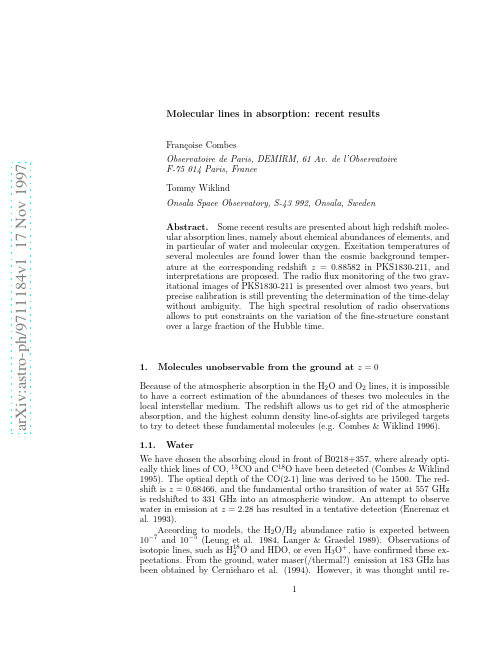 Molecular lines in absorption recent results