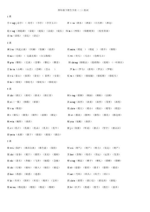 人教版四年级语文下册生字带拼音并组词