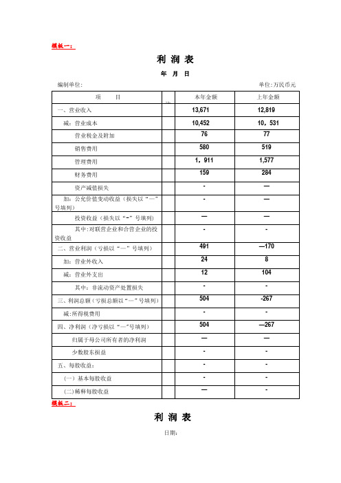 利润表(3种模板)