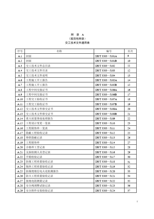 SHT 3503-2017 交工文件表格