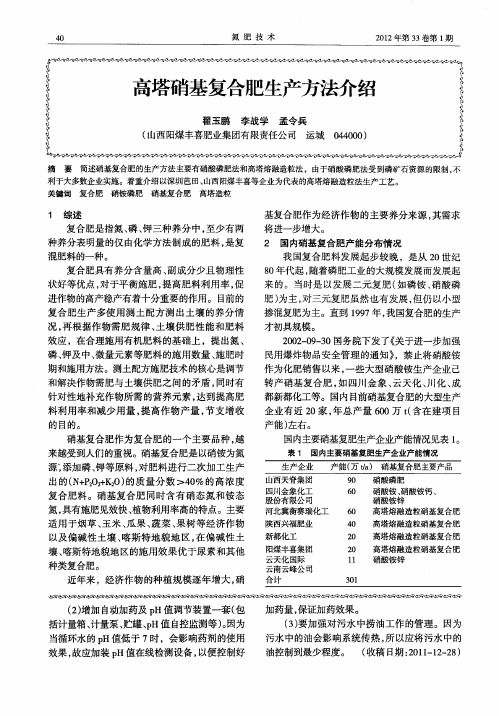 高塔硝基复合肥生产方法介绍