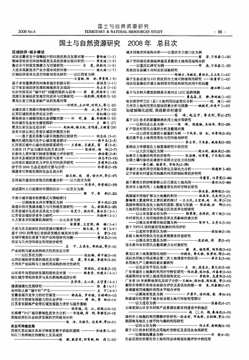 国土与自然资源研究2008年总目次