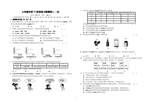 九年级化学(下)阶段复习检测卷(6、7章)