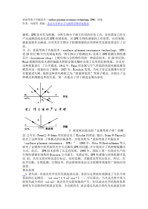 表面等离子共振技术SPR综述