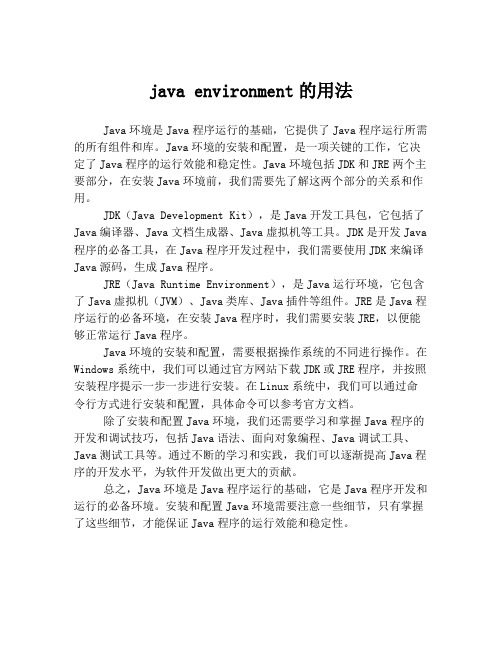 java environment的用法