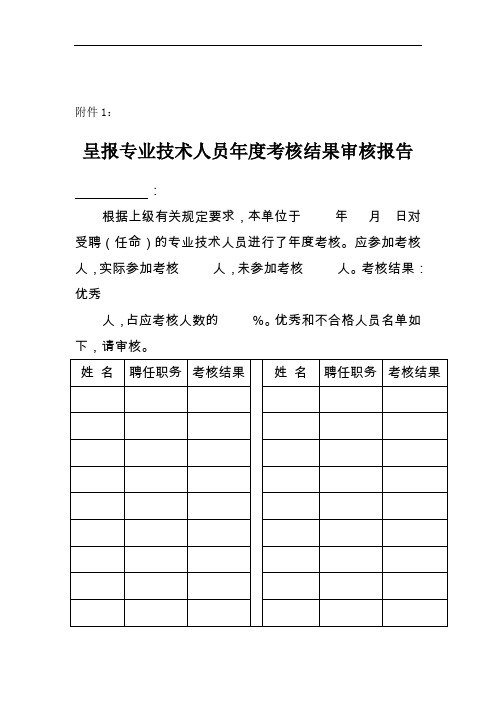 专业技术人员年度考核结果审核报告