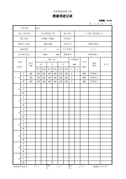 市政施·土-34 箱涵顶进记录