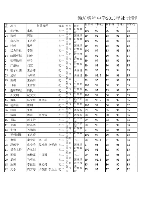 2015社团考核打分表