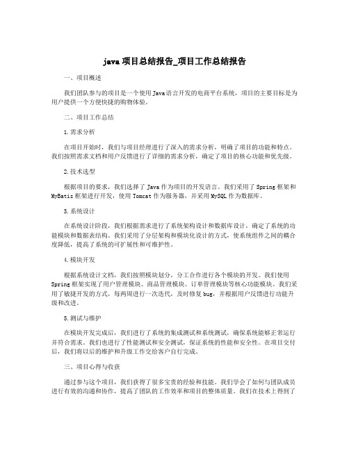 java项目总结报告_项目工作总结报告