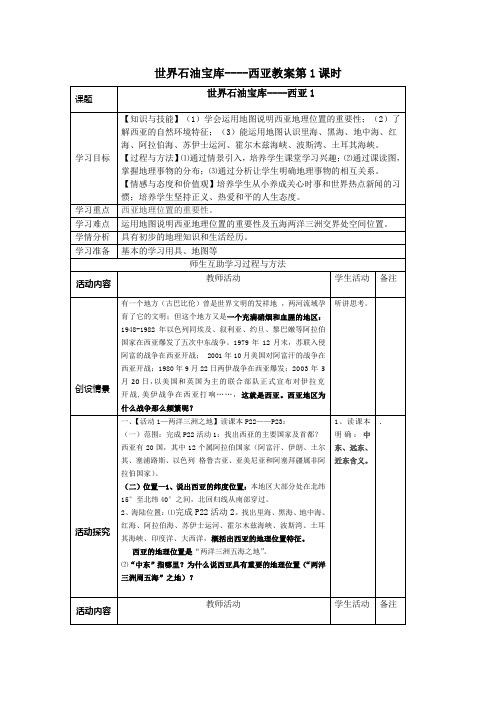 世界石油宝库-西亚 教案