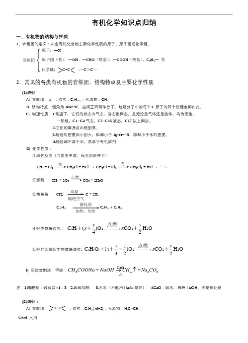 有机化学知识点总结归纳(全)