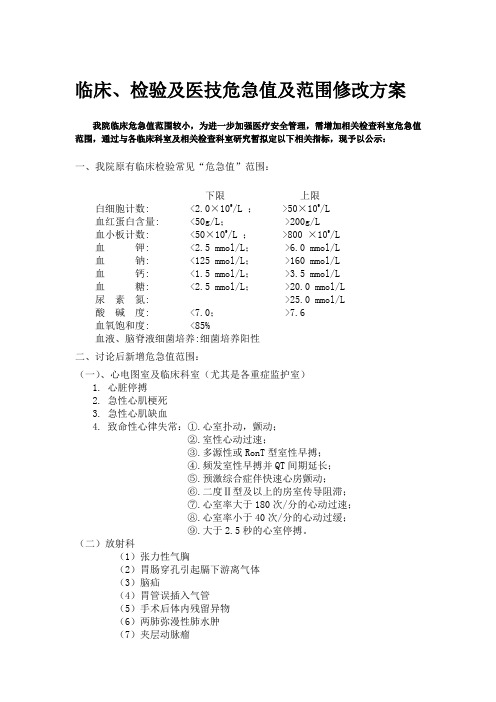 临床、检验及医技危急值