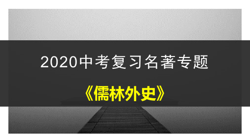 2020中考复习名著专题9《儒林外史》