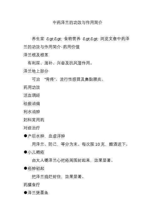 中药泽兰的功效与作用简介