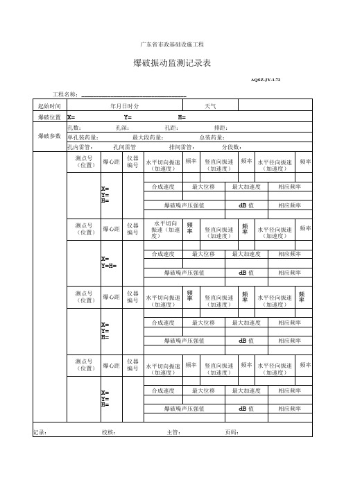 爆破振动监测记录表