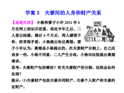 人教版高中政治选修5专题五《夫妻间的人身和财产关系》课件