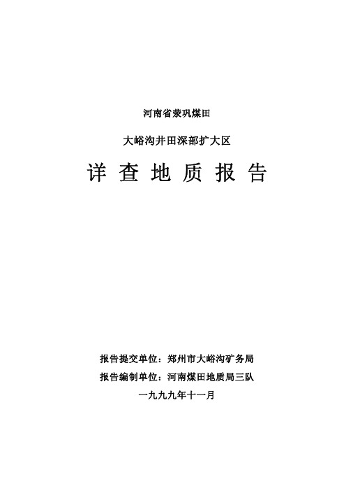 大峪沟井田深部扩大区详查地质报告