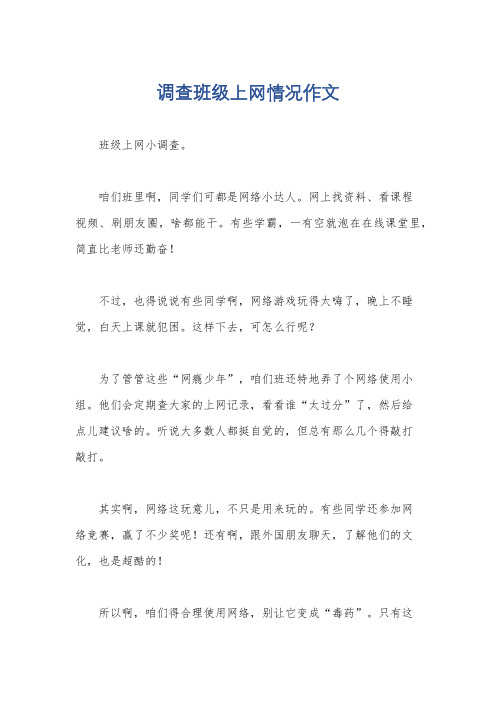 调查班级上网情况作文