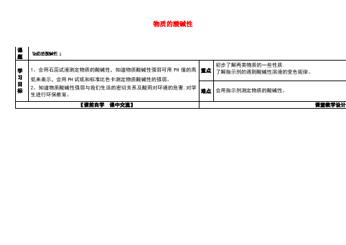 九年级科学上册1.2物质的酸碱性导学案2(无答案)浙教版