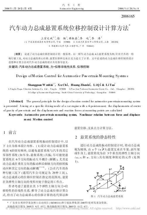 汽车动力总成悬置系统位移控制设计计算方法_上官文斌