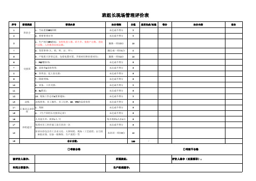 制造工厂班组长-班组管理能力评价表