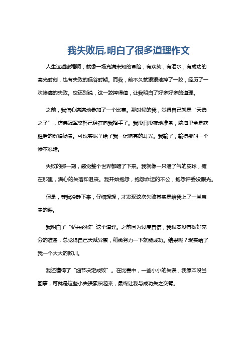 我失败后,明白了很多道理作文