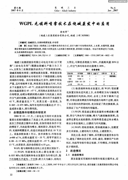 WGPL无填料喷雾技术在烧碱蒸发中的应用