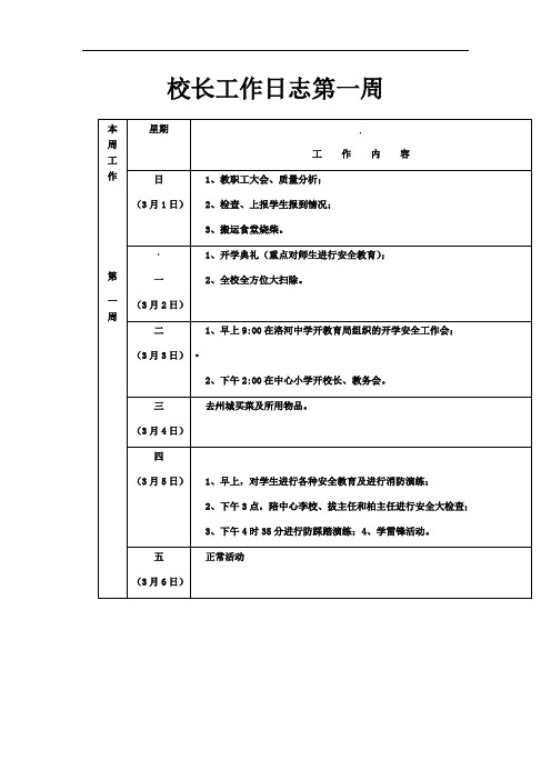 校长工作日志第一周