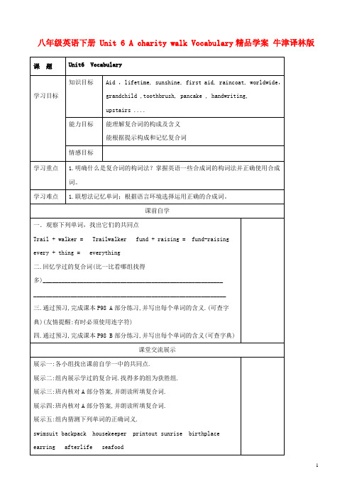 八年级英语下册 Unit 6 A charity walk Vocabulary精