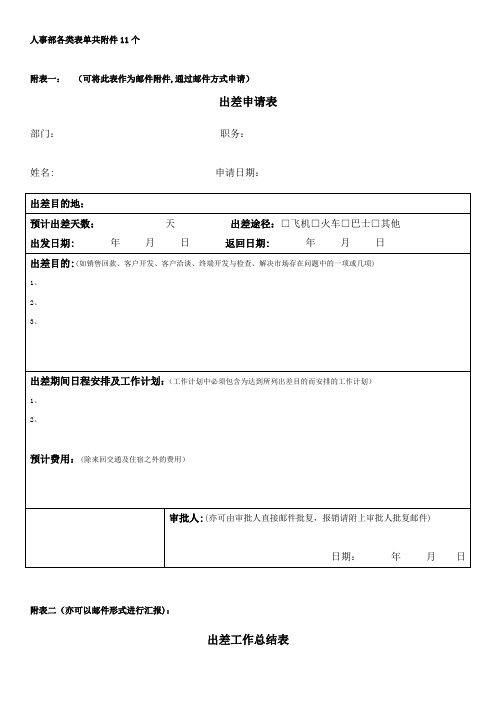 人事部各类表单