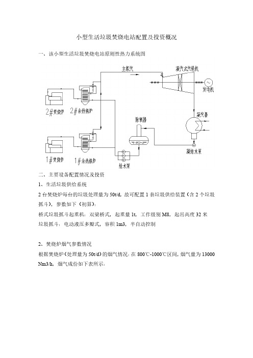 小型生活垃圾焚烧电站配置及投资概况