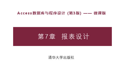 chpt07 报表设计-Access数据库与程序设计(第3版)-陈洁-清华大学出版社