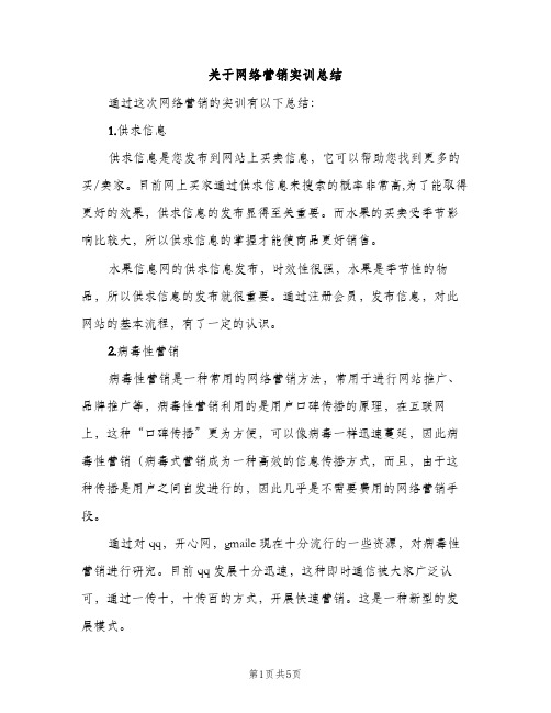 关于网络营销实训总结（2篇）