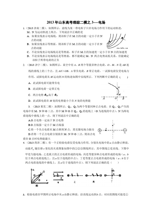 2013年山东高考理综二模之3---电场