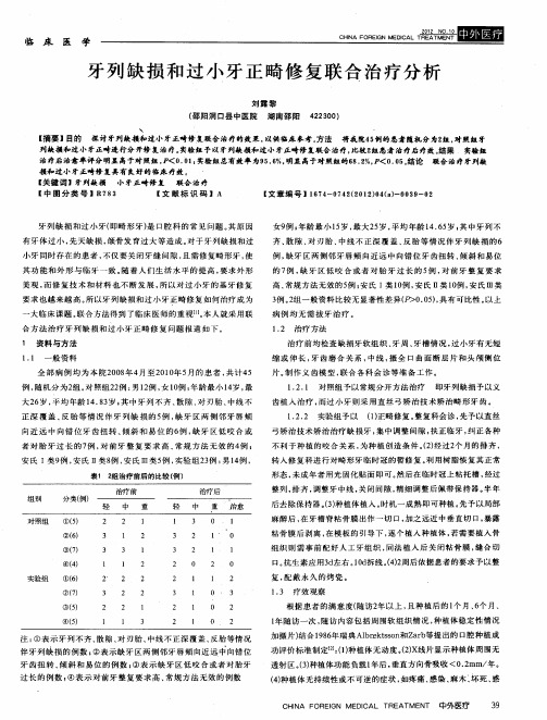 牙列缺损和过小牙正畸修复联合治疗分析