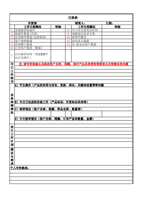 外贸业务员日报格式