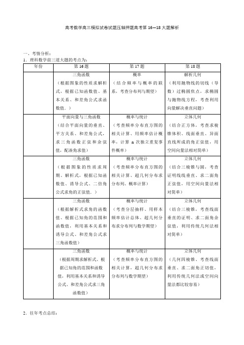 高考数学高三模拟试卷试题压轴押题高考第16—18大题解析