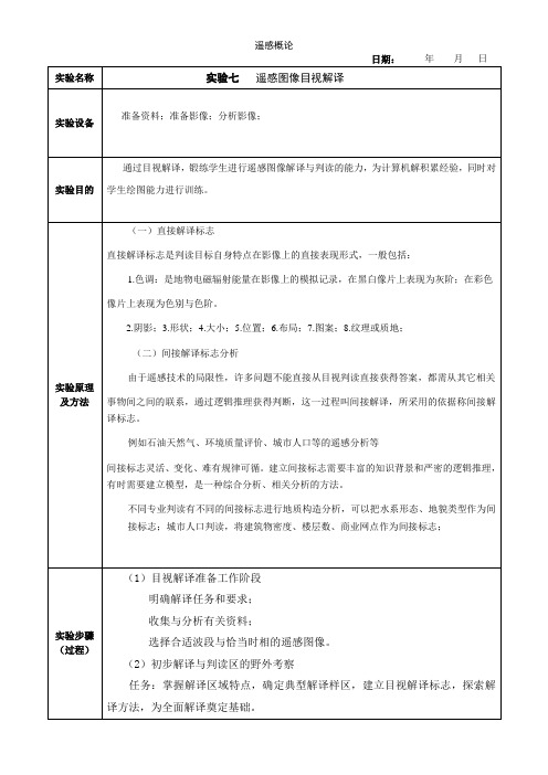 实验7遥感图像目视解译