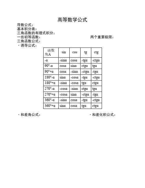 高等数学公式(费了好大的劲    )