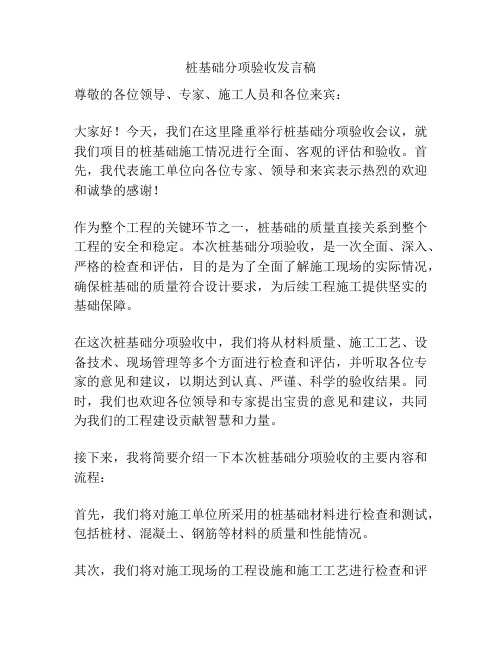 桩基础分项验收发言稿