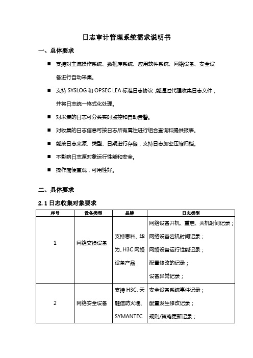 日志审计管理系统需求说明书