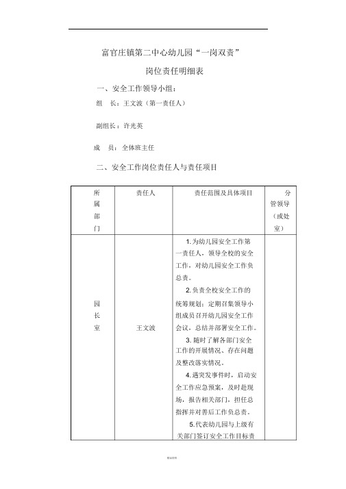 一岗双责分工明细