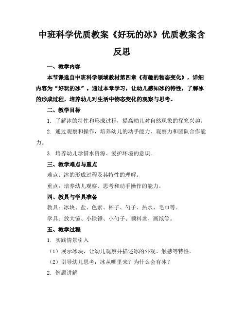 中班科学优质教案《好玩的冰》优质教案含反思1