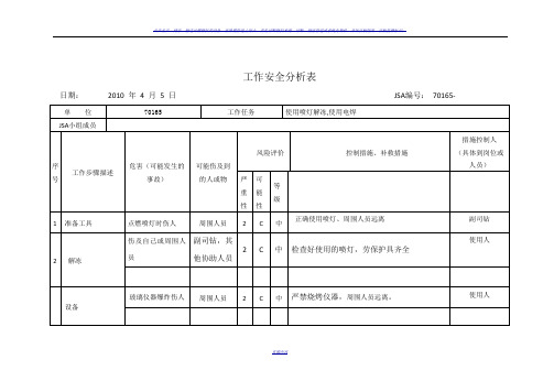 工作安全分析表